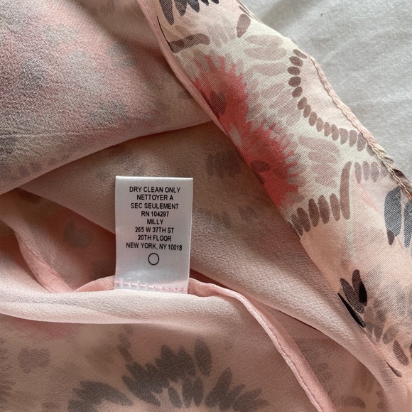 MILLY Floral Blush Silk Ruffle Printed Blouse, Size 6 - Picture 11 of 11